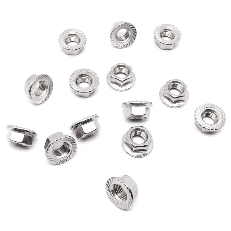 BUXIMN M10 x 1.25mm Flange Nut, 304 Stainless Steel Serrated Flange Metric Hex Flange Nuts Bright Finish Thread Hardware Nuts (20pcs) - Image 5